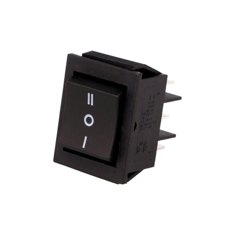 ROCKER; DP3T; Poz: 3; ON-OFF-ON; 15A/250VAC; neagră; fără; 35mΩ ROCKER; DP3T; Poz: 3; ON-OFF-ON; 15A/250VAC; neagră; fără; 35mΩ