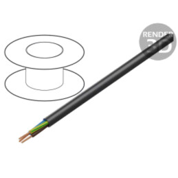 Cablu; H05RN-F; 3G0,75mm2; rotund; litat; Cu; gumă; negru; 300V,500V