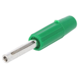 Conector: banană 4mm; mufă; 10A; 60VDC; verde; neizolat; pe cablu