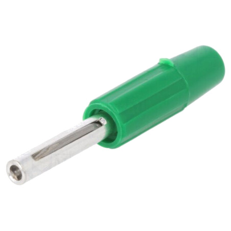 Conector: banană 4mm; mufă; 10A; 60VDC; verde; neizolat; pe cablu