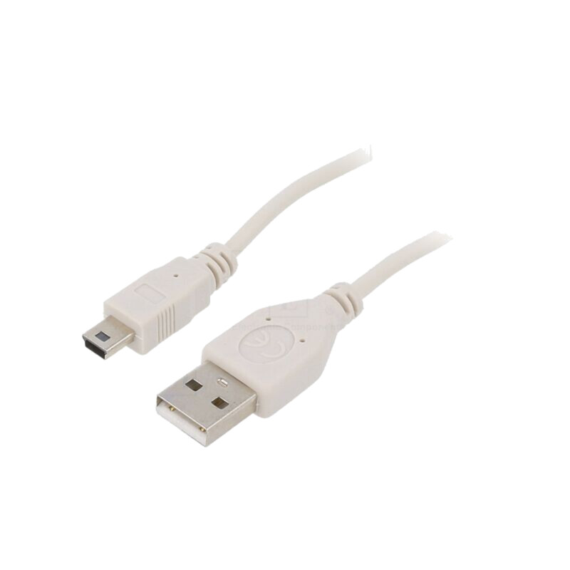 Cablu; USB 2.0; USB A mufă,USB B mini mufă; nichelat; 1,8m; gri Cablu; USB 2.0; USB A mufă,USB B mini mufă; nichelat; 1,8m; gri