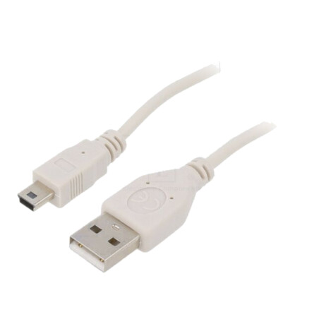 Cablu; USB 2.0; USB A mufă,USB B mini mufă; nichelat; 1,8m; gri