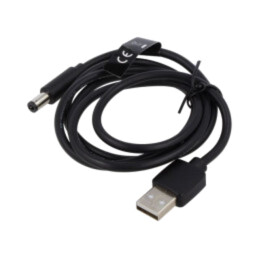 Cablu; USB A mufă,DC 5,5/2,5 mufă; negru; 1m; Fire: Cu,cositorit