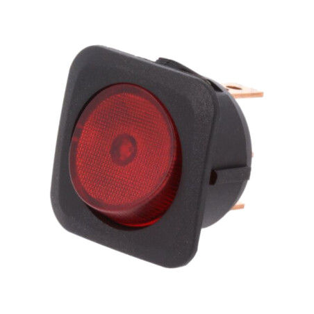ROCKER; SPST; Poz: 2; ON-OFF; 25A/12VDC; roşie; lampă cu neon; 50mΩ