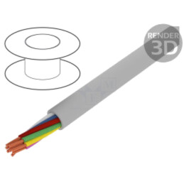 Cablu; ELITRONIC® LIYY; 8x0,25mm2; neecranat; 250V; Cu; litat; gri