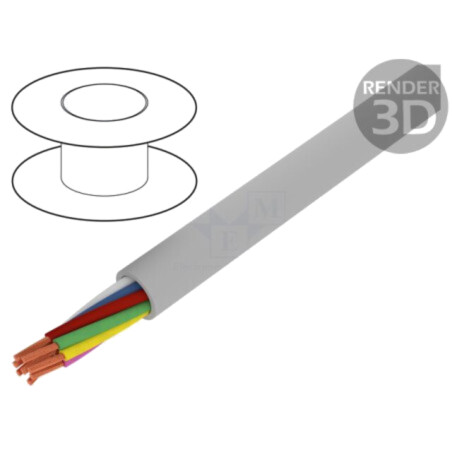 Cablu; ELITRONIC® LIYY; 8x0,25mm2; neecranat; 250V; Cu; litat; gri