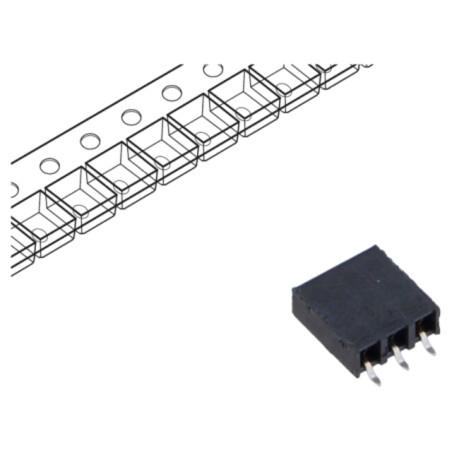 Conector: şiruri pini; mamă; PIN: 3; 2,54mm; aurit; SMT; soclu; rolă