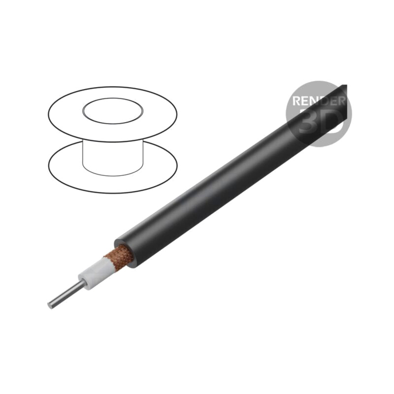 Cablu: coaxial; RG59B/U; sârmă; CCS; PVC; negru; 6,15mm Cablu: coaxial; RG59B/U; sârmă; CCS; PVC; negru; 6,15mm