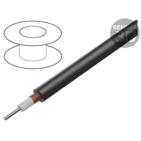 Cablu: coaxial; RG59B/U; sârmă; CCS; PVC; negru; 6,15mm