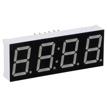 Afişaj: LED; cu 7 segmente; 14,2mm; 0,56"; Nr.car: 4; ambră; 60mcd