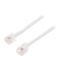 Cablu: pentru telefon; RJ11 mufă,din ambele părţi; 10m; alb