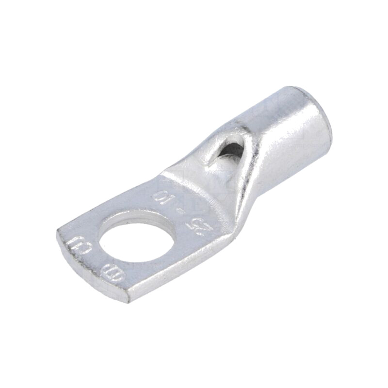 Vârf: inelar tubular; M10; 25mm2; crimpat; pe cablu; cositorit Vârf: inelar tubular; M10; 25mm2; crimpat; pe cablu; cositorit