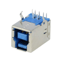 Conector: USB B; soclu; pentru PCB; THT; în unghi 90°; USB 3.0