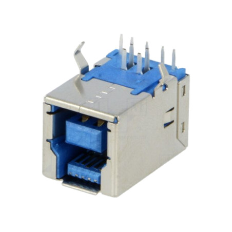 Conector: USB B; soclu; pentru PCB; THT; în unghi 90°; USB 3.0