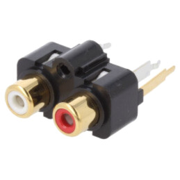 Conector: RCA; soclu; mamă; duble; drept; THT; aurit