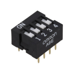 Comutator: DIP-SWITCH; Număr secţiuni: 4; ON-OFF; 0,025A/24VDC