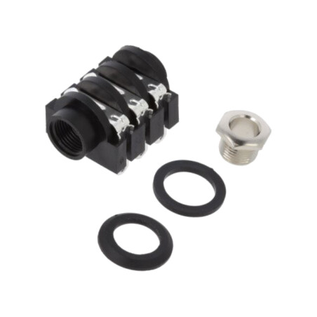 Conector: Jack 6,3mm; soclu; mamă; stereo,cu întrerupător triplu