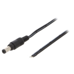Cablu; 2x0,5mm2; cabluri,DC 5,5/2,5 mufă; drept; negru; 1,5m