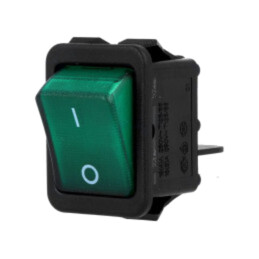 ROCKER; DPST; Poz: 2; ON-OFF; 16A/250VAC; verde; lampă cu neon; 230V