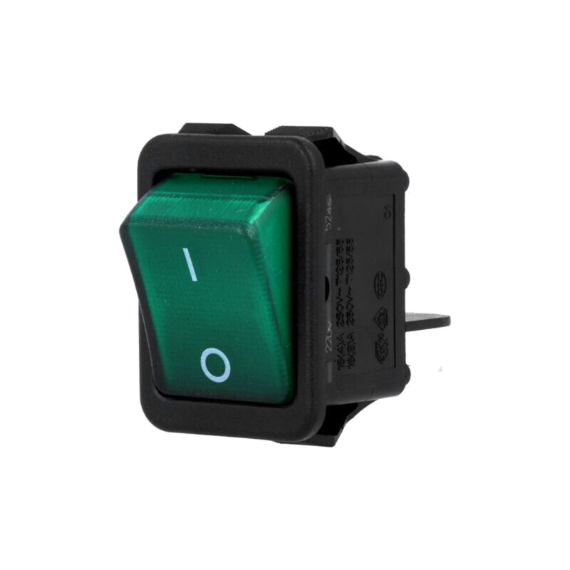 ROCKER; DPST; Poz: 2; ON-OFF; 16A/250VAC; verde; lampă cu neon; 230V ROCKER; DPST; Poz: 2; ON-OFF; 16A/250VAC; verde; lampă cu neon; 230V