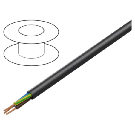 Cablu; H05VV-F; 3G1mm2; litat; Cu; PVC; negru; 300V,500V