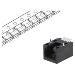 Conector: RJ12; soclu; PIN: 6; Cat: 5; Dispunere: 6p6c; SMT