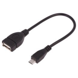 Cablu; OTG,USB 2.0; USB A soclu,USB B micro mufă; 0,2m; negru
