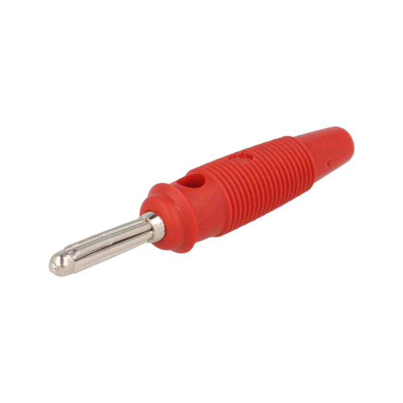 Conector: banană 4mm; mufă; 16A; 60VDC; roşie; neizolat; 3mΩ; 1,5mm2