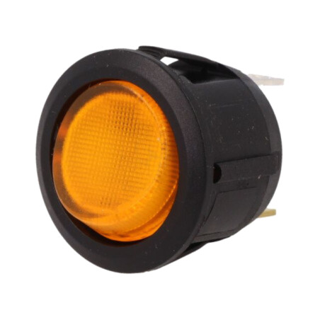 ROCKER; SPST; Poz: 2; ON-OFF; 20A/14VDC; galbenă; LED; R13-112-DC