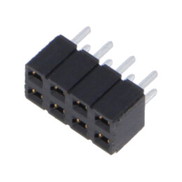 Conector: şiruri pini; mamă; PIN: 8; 2,54mm; gold flash; THT; soclu