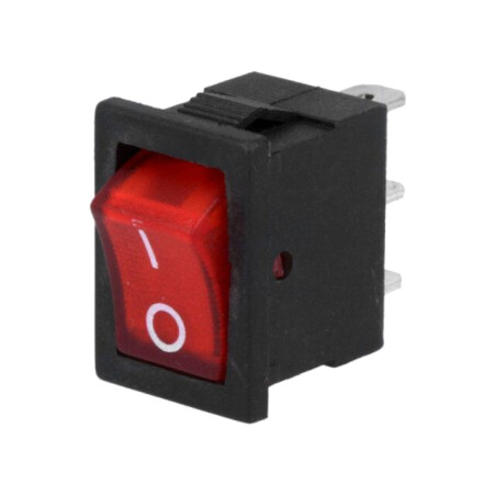 ROCKER; SPST; Poz: 2; ON-OFF; 3A/250VAC; roşie; lampă cu neon; 35mΩ