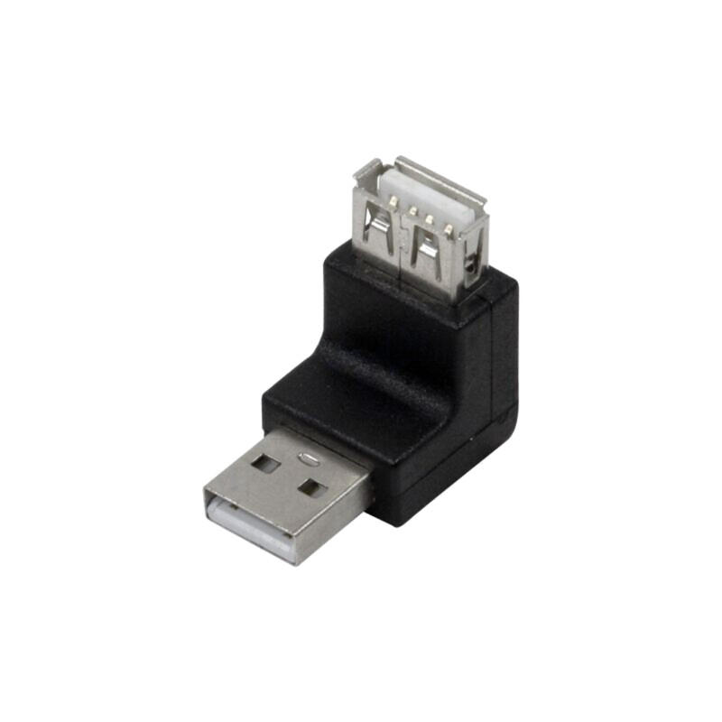Adaptor; USB 2.0; USB A soclu (în unghi),USB A mufă; neagră Adaptor; USB 2.0; USB A soclu (în unghi),USB A mufă; neagră
