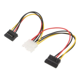 Cablu: alimentare SATA; Molex tată,SATA mamă x2; 0,15m