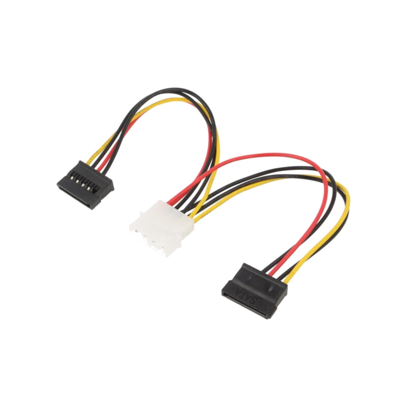 Cablu: alimentare SATA; Molex tată,SATA mamă x2; 0,15m Cablu: alimentare SATA; Molex tată,SATA mamă x2; 0,15m