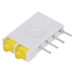 LED; în carcasă; 1,8mm; Nr.diode: 2; galbenă; 10mA; 38°; 13mcd