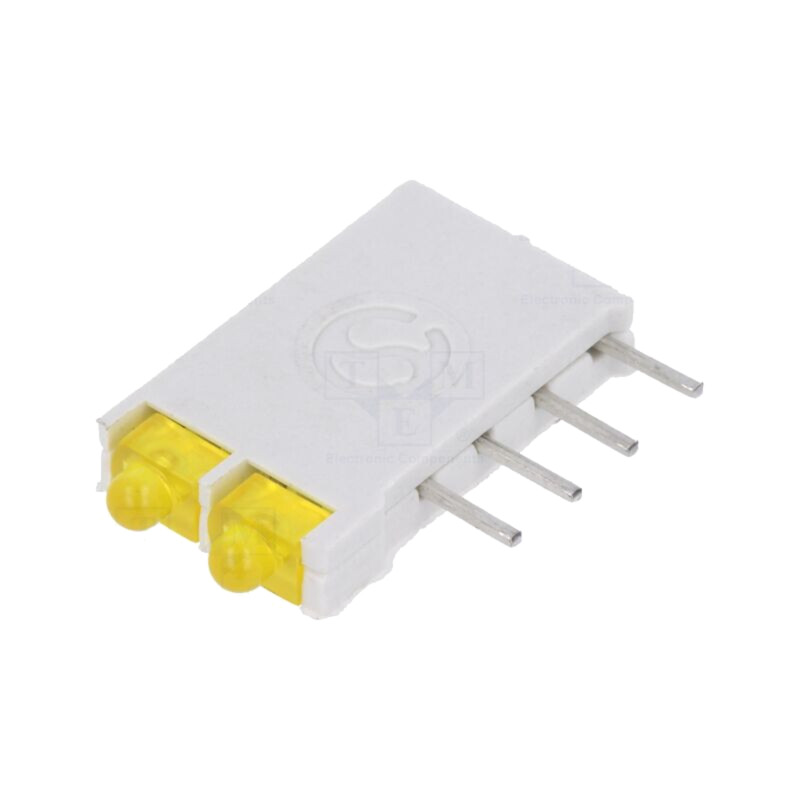 LED; în carcasă; 1,8mm; Nr.diode: 2; galbenă; 10mA; 38°; 13mcd