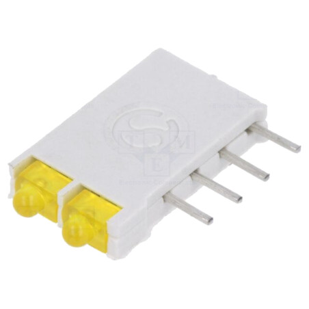 LED; în carcasă; 1,8mm; Nr.diode: 2; galbenă; 10mA; 38°; 13mcd