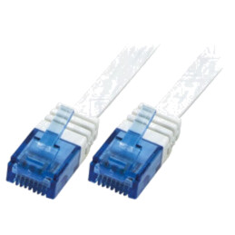 Patch cord; U/UTP; 6; litat; Cu; PVC; alb; 0,5m; 32AWG; cablu plat