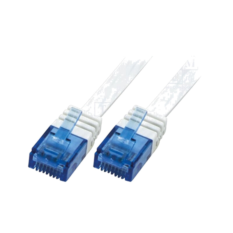 Patch cord; U/UTP; 6; litat; Cu; PVC; alb; 0,5m; 32AWG; cablu plat Patch cord; U/UTP; 6; litat; Cu; PVC; alb; 0,5m; 32AWG; cablu plat