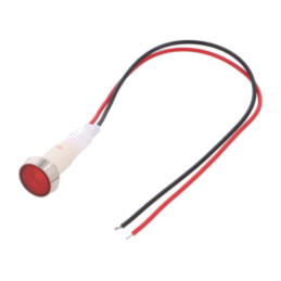Lampă de control: LED; plată; roşie; 12VDC; 12VAC; Ø10mm; plastic