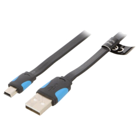 Cablu; USB 2.0; USB A mufă,USB B mini mufă; nichelat; 0,5m; negru