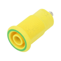 Conector: banană 4mm; soclu; 24A; 1kV; galben-verde; nichelat