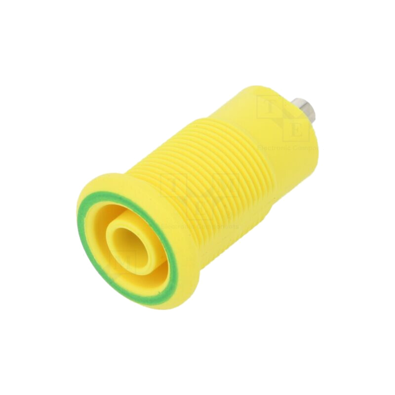 Conector: banană 4mm; soclu; 24A; 1kV; galben-verde; nichelat Conector: banană 4mm; soclu; 24A; 1kV; galben-verde; nichelat