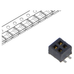 Conector: şiruri pini; mamă; PIN: 4; 1,27mm; gold flash; SMT; soclu