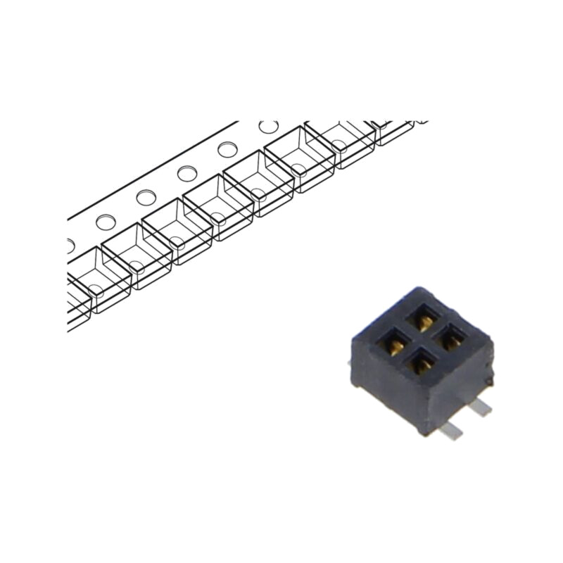 Conector: şiruri pini; mamă; PIN: 4; 1,27mm; gold flash; SMT; soclu Conector: şiruri pini; mamă; PIN: 4; 1,27mm; gold flash; SMT; soclu