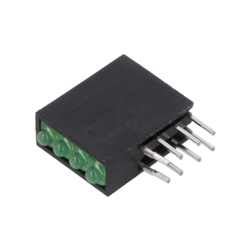 LED; în carcasă; 1,8mm; Nr.diode: 4; verde; 20mA; Lentilă: difuză