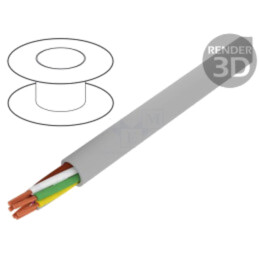 Cablu; ELITRONIC® LIYY; 6x0,25mm2; neecranat; 250V; Cu; litat; gri