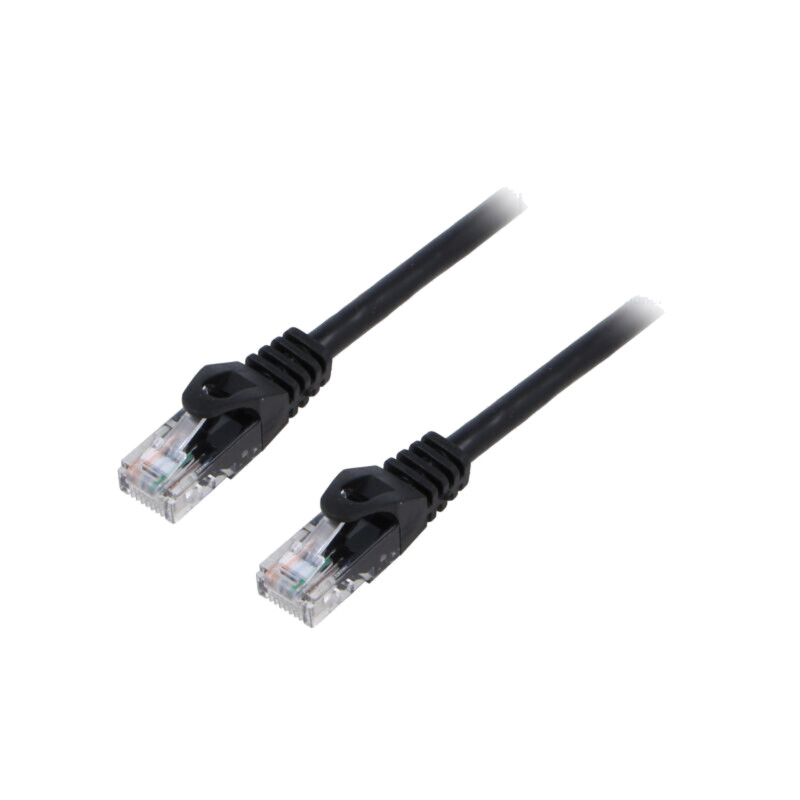 Patch cord; U/UTP; 6; litat; CCA; PVC; negru; 2m; 26AWG; Fire: 8; 1buc.