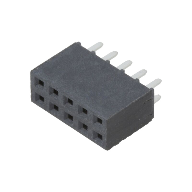 Conector: şiruri pini; mamă; PIN: 10; 2,54mm; aurit; THT; soclu Conector: şiruri pini; mamă; PIN: 10; 2,54mm; aurit; THT; soclu