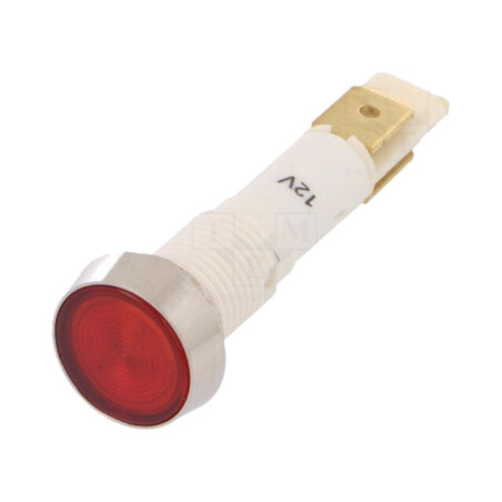 Lampă de control: LED; plată; roşie; 12VDC; 12VAC; Ø10mm; plastic